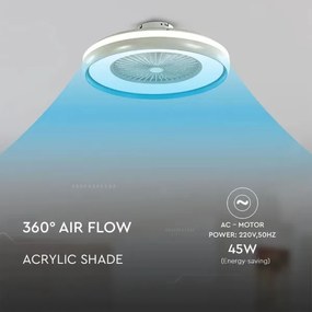 LED Mennyezeti lámpa ventilátorral LED/45W/230V 3000/4000/6500K kék