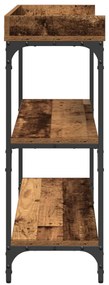 Konzol Asztal Régi Fa 100x30x80 cm Üvegszálas Fa és Acél