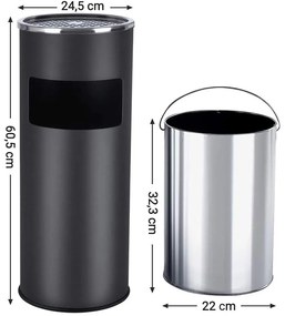 Kültéri álló hamutartó 30l, fekete | vashome
