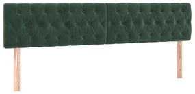 sötétzöld bársony LED-es fejtámla 200 x 7 x 78/88 cm