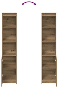 kézműves tölgy színű szerelt fa magasszekrény 37,5x35x180 cm