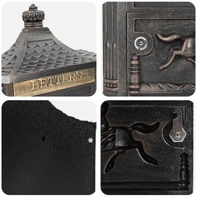 vidaXL Fali Postafiók Bronz 40.5 x 15.5 x 44 cm Öntött alumínium