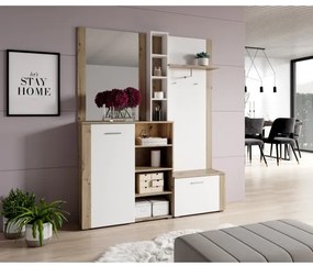 KEVIN előszobafal tükörrel, barna/fehér