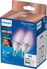 2 db-os Philips SMART RGB LED izzó szett, dimmelhető C37 E14/4,9W/230V 2200-6500K
