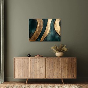 Üveg kép - Zöld absztrakció arannyal I. (70x50 cm)