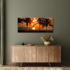 Pálmafa a naplementében képe (120x50 cm)