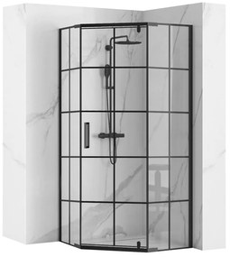 Rea - Hatlapfejű egyajtós zuhanykabin 90 x 90 cm, fekete profil - átlátszó üveg 6 mm, REA-K8979