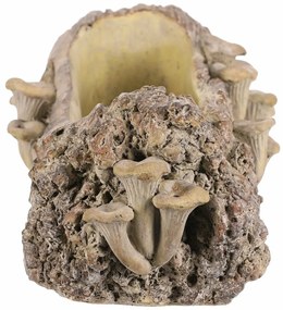Beton burkolat - virágládika, fa gombákkal, 41 x19 x 13 cm, barna