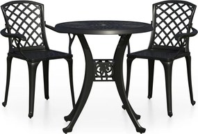 vidaXL 3 részes fekete öntött alumínium bisztrószett