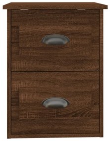2db barna tölgyszínű falra szerelhető éjjeliszekrény 41,5x36x53