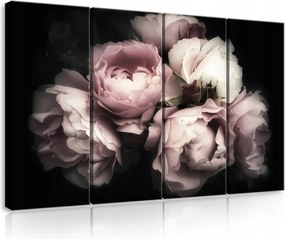 Vászonkép 120x80 Bazsarózsa rózsaszín virágok fekete háttér fali dekoráció modern
