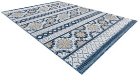Szőnyeg Structural BOTANIC 65252 Boho, lapos szőtt az erkélyen, teraszon - sötétkék
