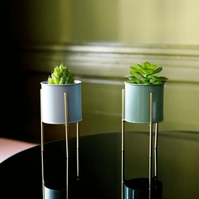 2 darabos virágtartó szett, kék/neo mint/arany, ROZEL SET