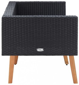 kétszemélyes fekete polyrattan kerti kanapé párnákkal