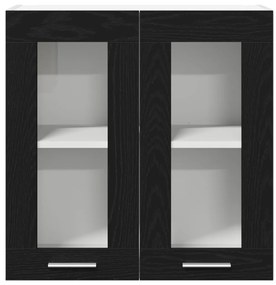 vidaXL Fekete tölgy függő üveg szekrény - 60x31x60 cm, mérnöki fából