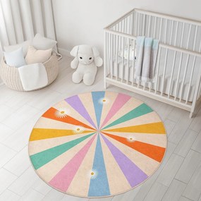Mosható gyerek szőnyeg ø150 cm Rainbow Daisy – Mila Home