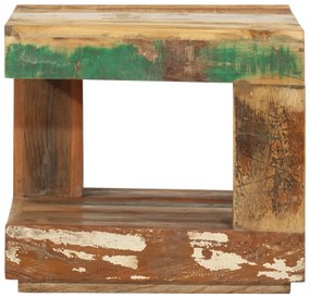 Tömör újrahasznosított fa dohányzóasztal 45 x 45 x 40 cm