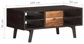 tömör újrahasznosított fa dohányzóasztal 100 x 50 x 45 cm