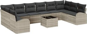 vidaXL Kanapé Szett párnával 11 pcs Világosszürke Polyrattan