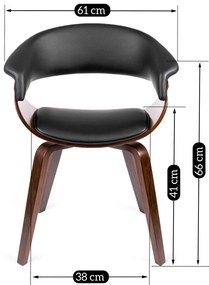 Elegáns Étkezőszék Dió/Fekete Eco-bőr Kárpittal. GARY