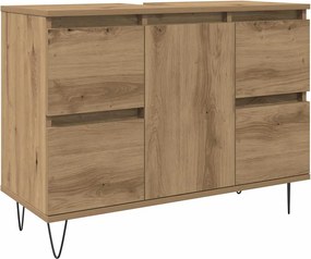 vidaXL kézműves tölgy színű szerelt fa mosdószekrény 80 x 33 x 60 cm
