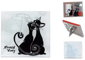 Cicás üveg poháralátét fekete macskák párban