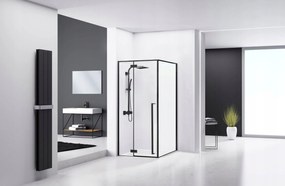 Rea Fargo, zuhanykabin lengőajtókkal 90 (ajtó) x 90 (fal) x 195 cm, 6mm átlátszó üveg, fekete profil + fehér Savoy zuhanytálca, KPL-K6318