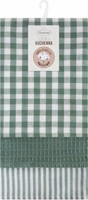 Konyhai törlőkendő szett 3db-os 50x70 Lucy zöld fehér kockás