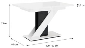 Maasix WGBS Magasfényű Fehér-Fekete 8 személyes étkezőszett Fekete Coleta székekkel N