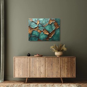 Üveg kép - Zöld-arany festés (70x50 cm)