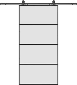 vidaXL fekete ESG üveg tolóajtó fémszerelvény-szettel 102,5x205 cm