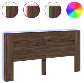 barna tölgy színű áthidalószekrény LED-ekkel 200x16,5x103,5 cm