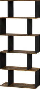 HOMCOM 5-Rétegű Könyvespolc, Modern Fa Könyvespolc 10 Nyitott Rekesszel Otthonra és Irodába, 70x29,5x163cm, Rusztikus Barna | Aosom
