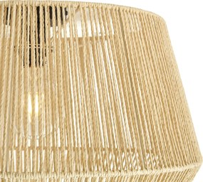 Plafondlamp zwart met beige papieren kap 50/50/30 - Cyl