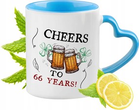 Születésnap 66 66-es Kék Bögre Szív Alakú Füllel Ajándék