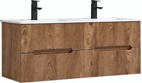 Trent 120 alsó fürdőszobabútor kerámia mosdóval 4 fiókos, sunset tölgy