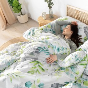 Goldea pamut ágyneműhuzat deluxe - eucalyptus virágok 140 x 200 és 70 x 90 cm