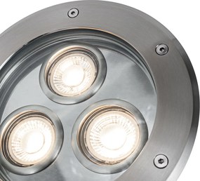 3 darabos modern földbe süllyeszthető lámpa szett acél 3-fényes IP65 - Tribus