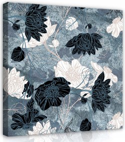 Vászonkép 40x40 Stilizált virágok absztrakt ágak monokróm minta