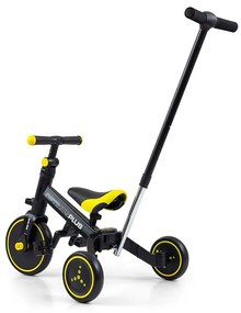 Gyerek háromkerekű bicikli 4az1-ben Milly Mally Optimus Plus tolókarral black