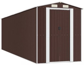sötétbarna horganyzott acél kerti fészer 192 x 689 x 223 cm