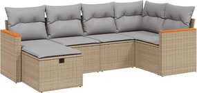 vidaXL 6 részes vegyes bézs polyrattan kerti ülőgarnitúra párnákkal