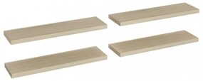 4 db tölgyszínű MDF lebegő fali polc 90 x 23,5 x 3,8 cm