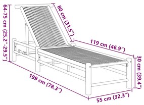bambusz napozóágy 55x199x30 cm
