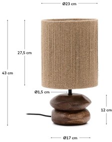 Sötét natúr színű akácfa asztali lámpa (magasság 43 cm) Kor – Kave Home