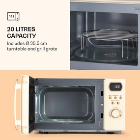 Klarstein Julieta, mikrohullámú sütő grillel, 20 l, 700 / 800 W, Ø 25,5 cm, 8 program