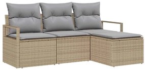 vidaXL Kanapé Szett 4 pcs Bézs polirattan