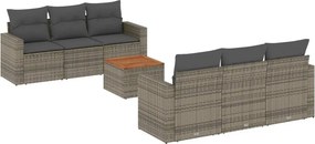 vidaXL 7 részes szürke polyrattan kerti ülőgarnitúra párnákkal