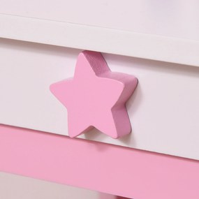 HOMCOM Egyszarvú Tervezésű Gyermek Sminkasztal - Székletet Tartalmaz - 49L x 34W x 90H cm - Fiók, Tükör - MDF - Rózsaszín Fehér | Aosom