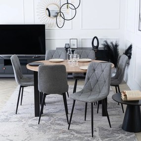 Étkezőszett HARRY asztal 102–142 cm artisan tölgy/fekete + 6 ROBIN 2 szék szürke